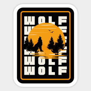 Cool Wolf and sunset Sticker